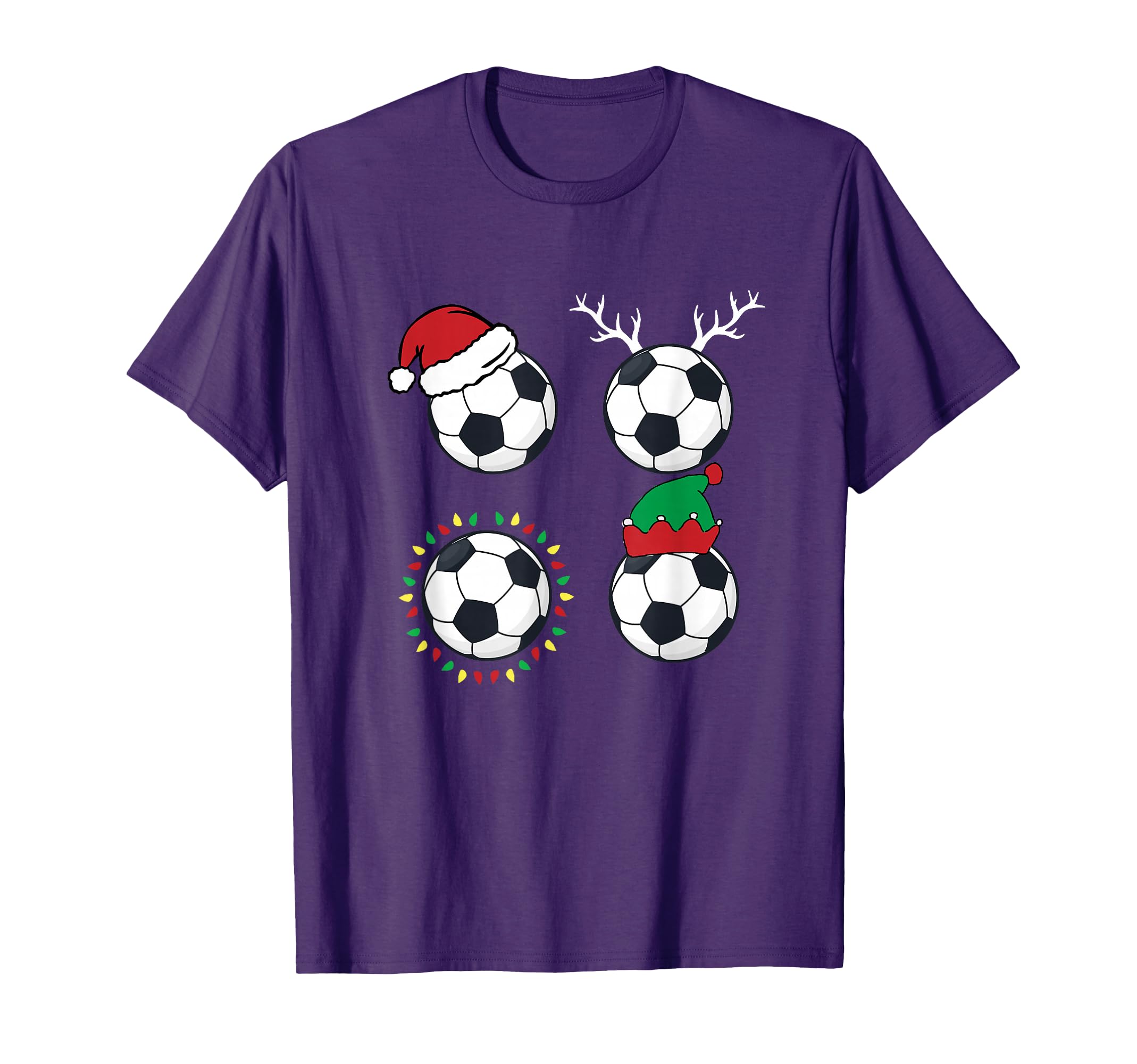 Soccer Ball Santa Hat Elf Reindeer T-Shirt - Fun Novelty Design for Adults - T-Shirt, Sweatshirt, Hoodie