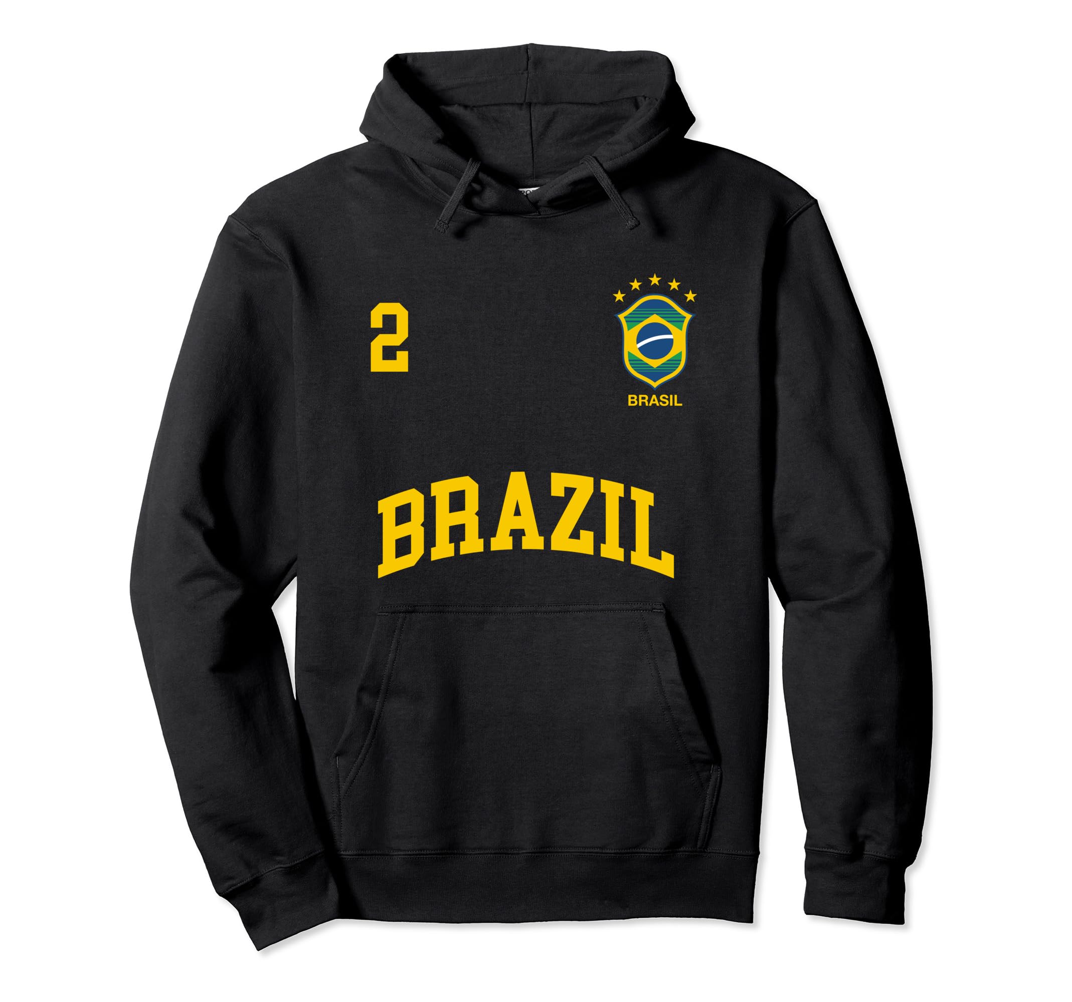 Brazil Number 2 Brazilian Soccer Hoodie - Fun Novelty Design Men Women - T-Shirt, Sweatshirt, Hoodie