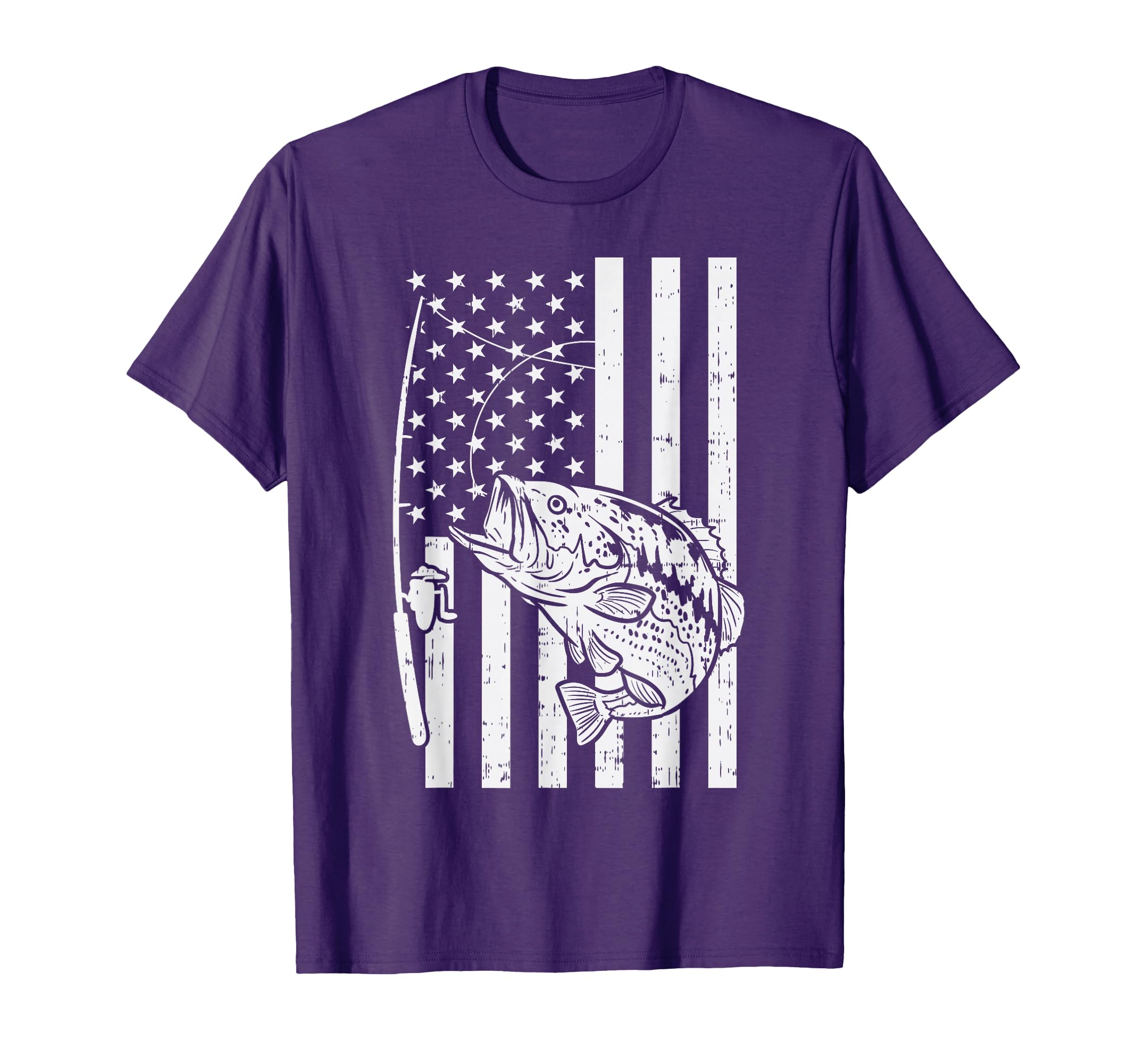 American Flag Bass Fishing Patriotic T-Shirt - Graphic Print Unisex - T-Shirt, Sweatshirt, Hoodie