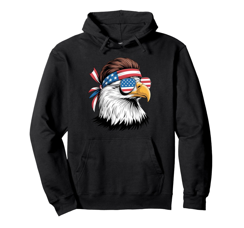 4Th July Usa Flag Eagle Wearing Hoodie - Casual Everyday Wear Men Women - T-Shirt, Sweatshirt, Hoodie