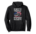 Best Truckin Stepdad Ever Usa Flag Trucker Hoodie - Unique Graphic Unisex - T-Shirt, Sweatshirt, Hoodie