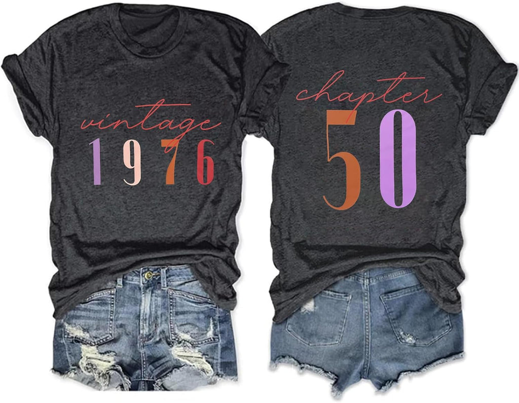 50th Birthday for Women Vintage 1976 Casual Short - Adult & Kids T-Shirts, Sweatshirts & Hoodies apparel design preview 1