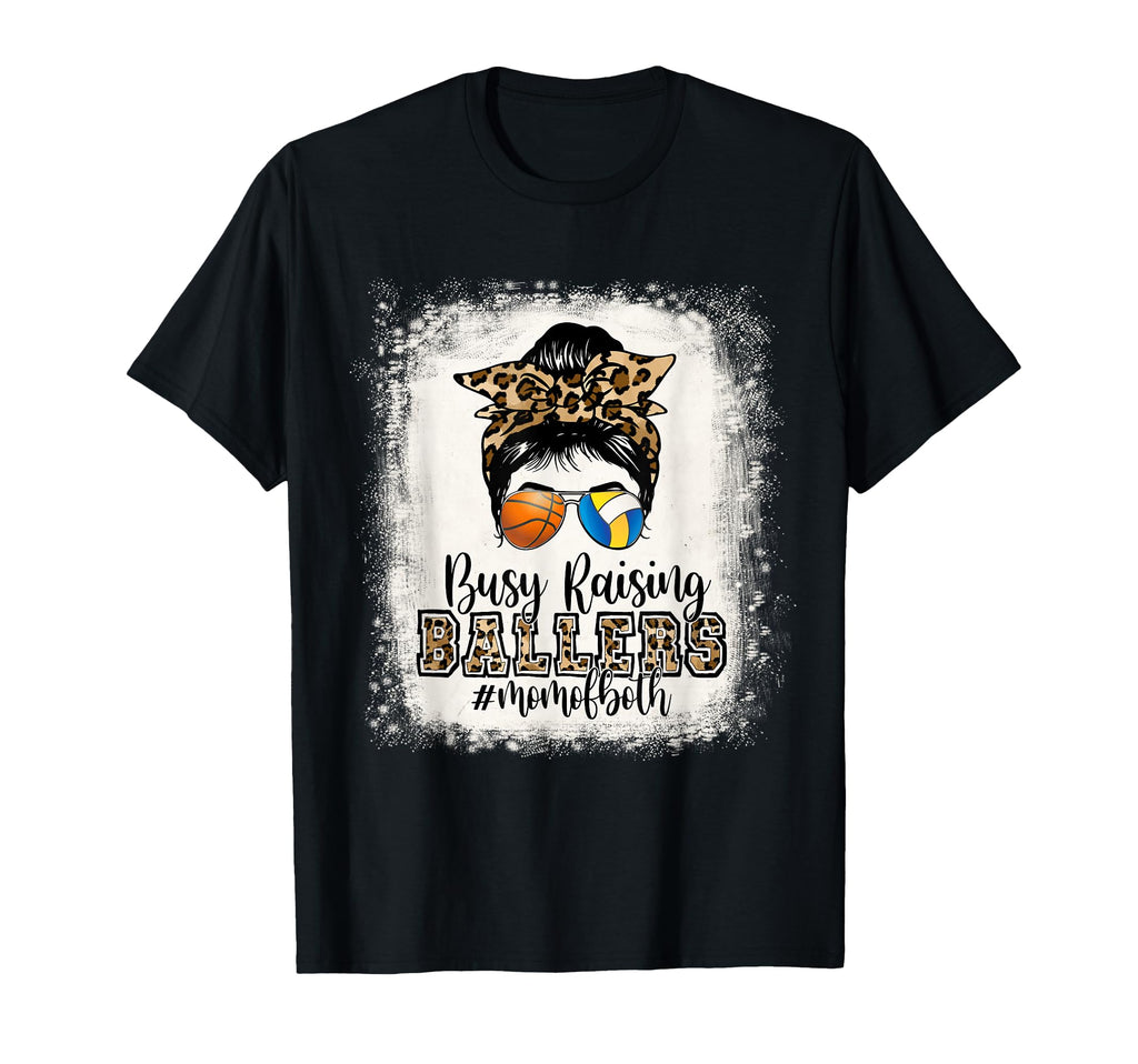 Busy Raising Ballers Mom Both T-Shirt - Novelty Apparel for Adults - T-Shirt, Sweatshirt, Hoodie