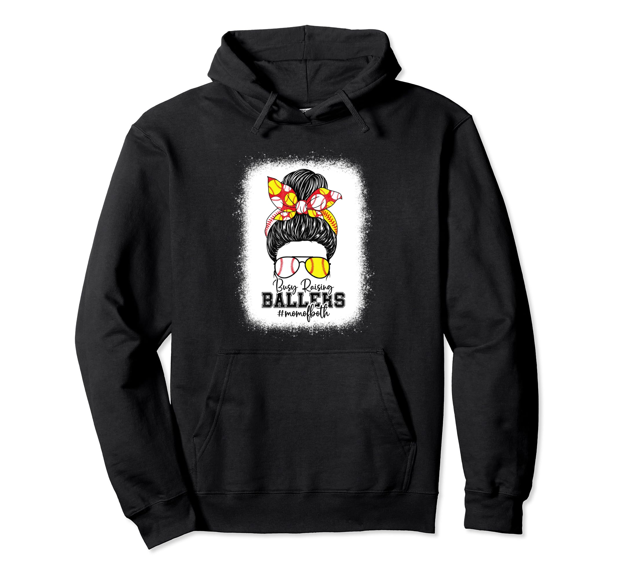 Busy Raising Ballers Softball Funny Messy Hoodie - Unique Graphic Unisex - T-Shirt, Sweatshirt, Hoodie