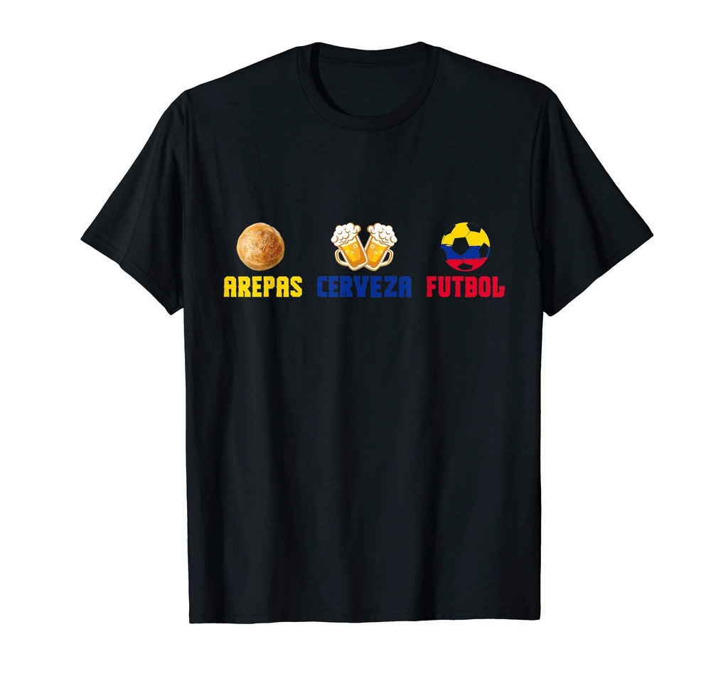 Arepas Cerveza Futbol Colombia Flag T-Shirt - Casual Everyday Wear Unisex - T-Shirt, Sweatshirt, Hoodie