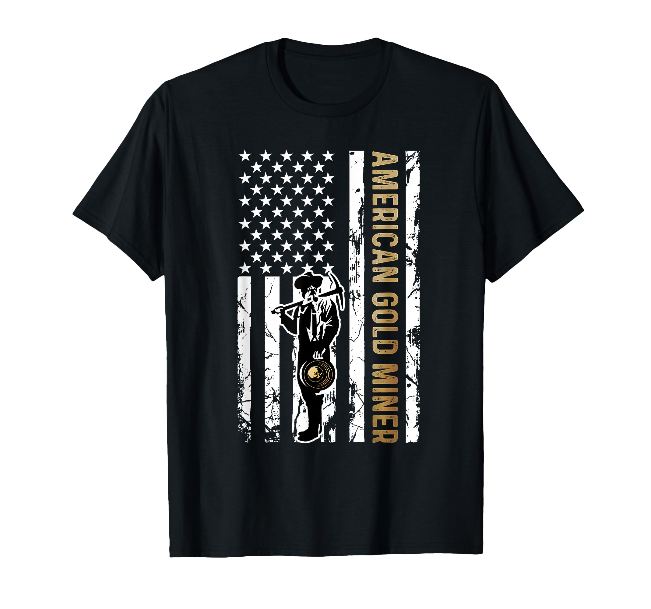 Golden Us Flag American Gold Miner T-Shirt - Trendy Graphic for Adults - T-Shirt, Sweatshirt, Hoodie