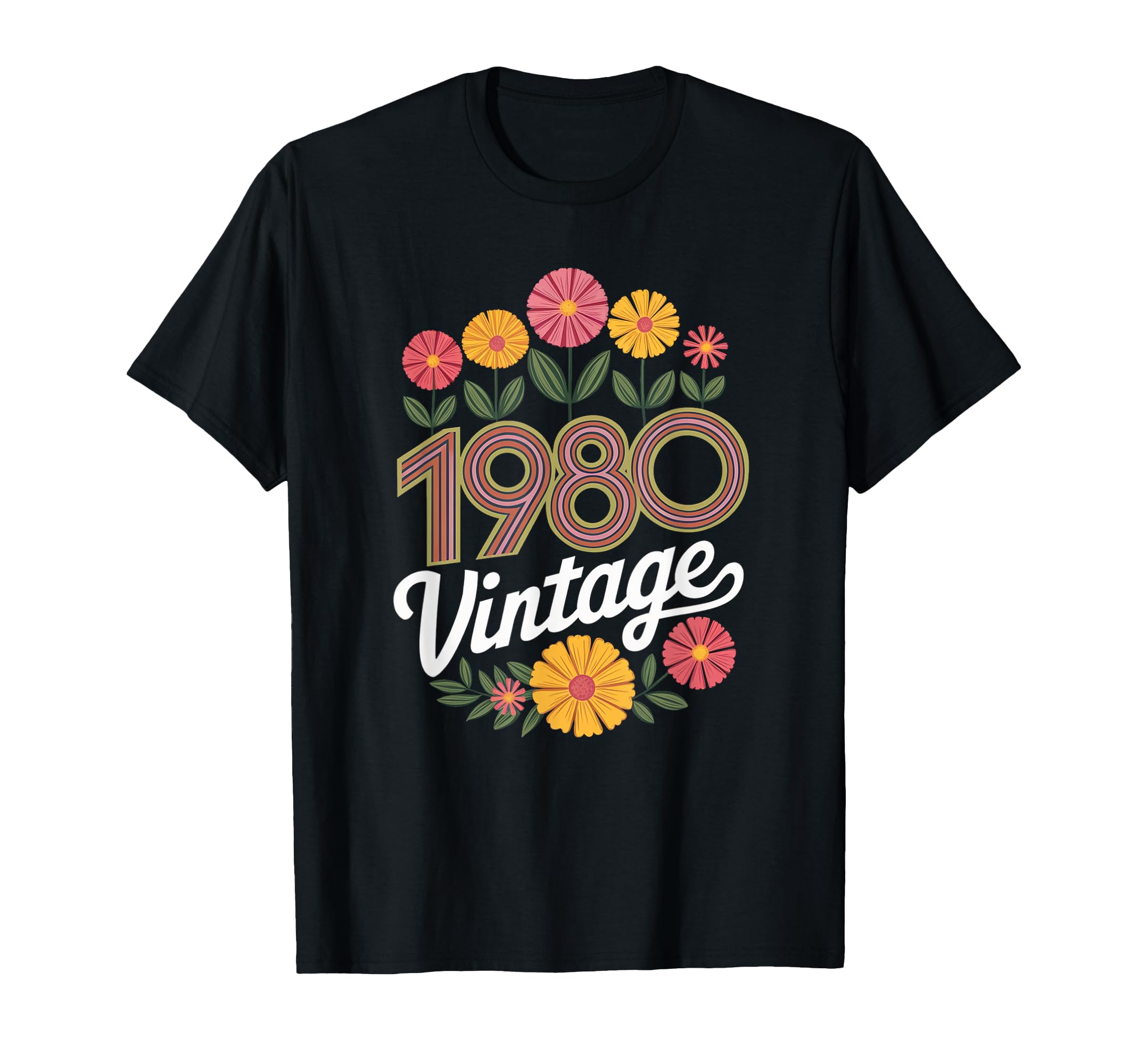 1980 Born Flowers Birthday Daughter T-Shirt - Aesthetic Graphic Unisex - T-Shirt, Sweatshirt, Hoodie