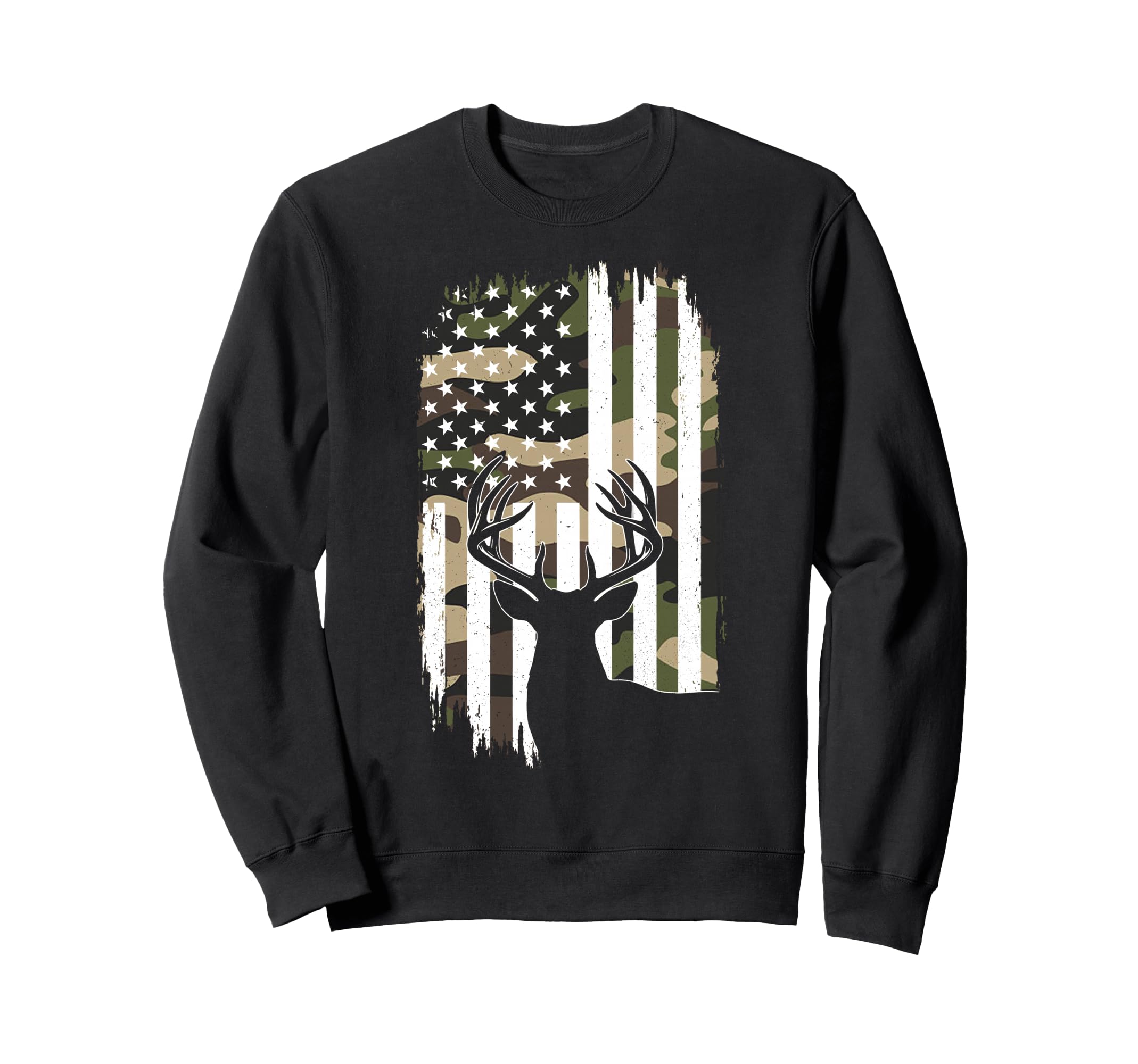 Deer Hunting Camoflage American Flag Sweatshirt - Graphic Print Men Women - T-Shirt, Sweatshirt, Hoodie