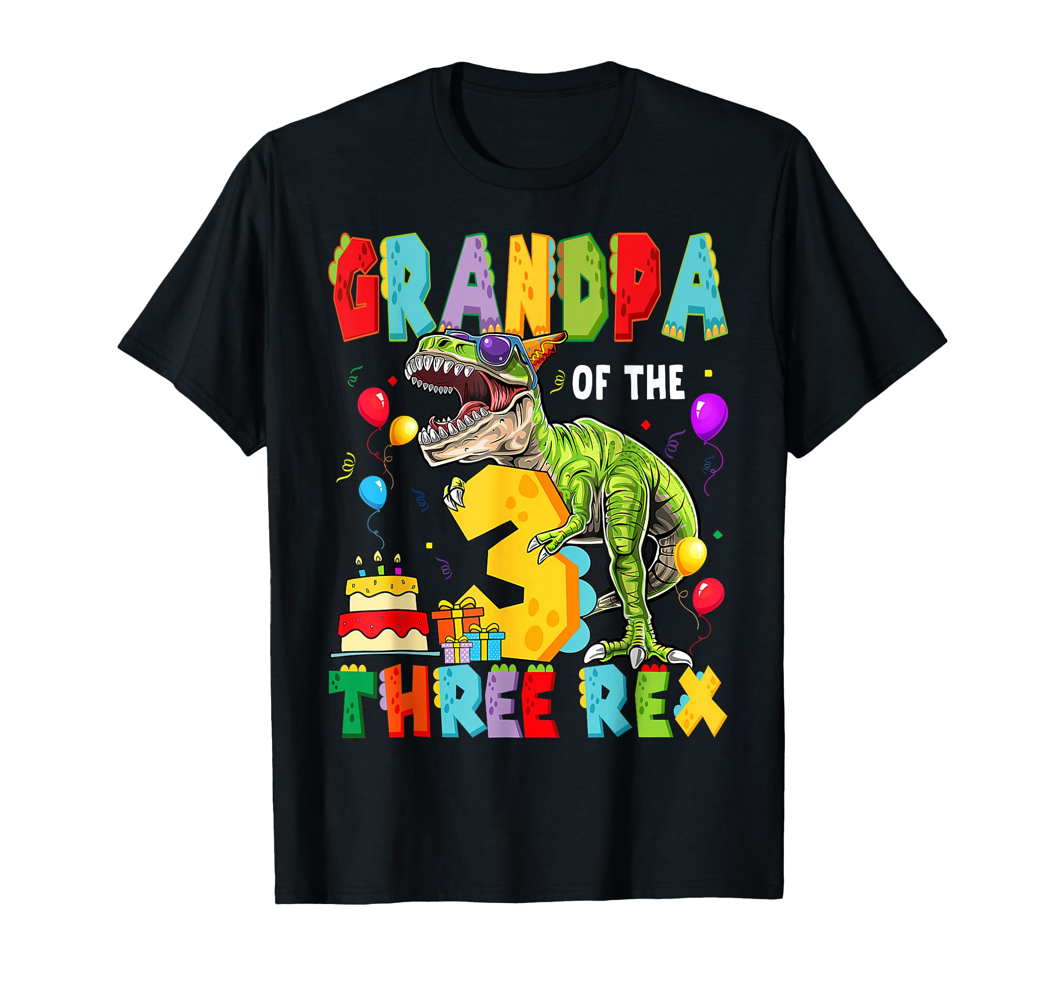 Grandpa Three Rex 3Rd Birthday Dinosaur T T-Shirt - Unique Graphic Unisex - T-Shirt, Sweatshirt, Hoodie