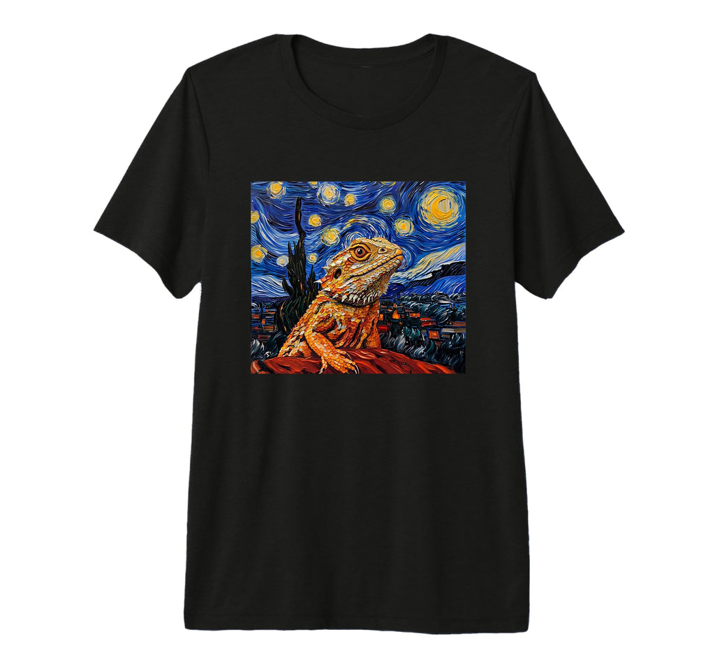 Tiny Dinosaur Beardie Starry Night T-Shirt - Custom Art Print for Adults - T-Shirt, Sweatshirt, Hoodie