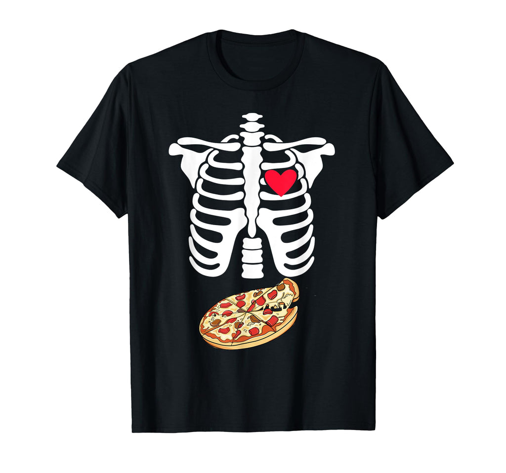 Halloween Skeleton Pregnancy Pizza T-Shirt - Streetwear Style for Adults - T-Shirt, Sweatshirt, Hoodie