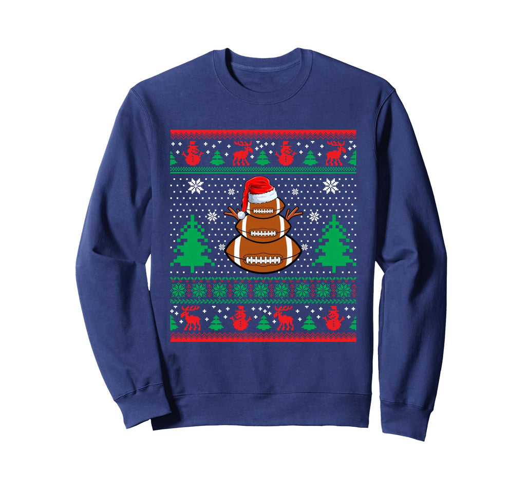 Football Santa Hat Ugly Sweaters Funny Sweatshirt - Novelty Apparel Unisex - T-Shirt, Sweatshirt, Hoodie