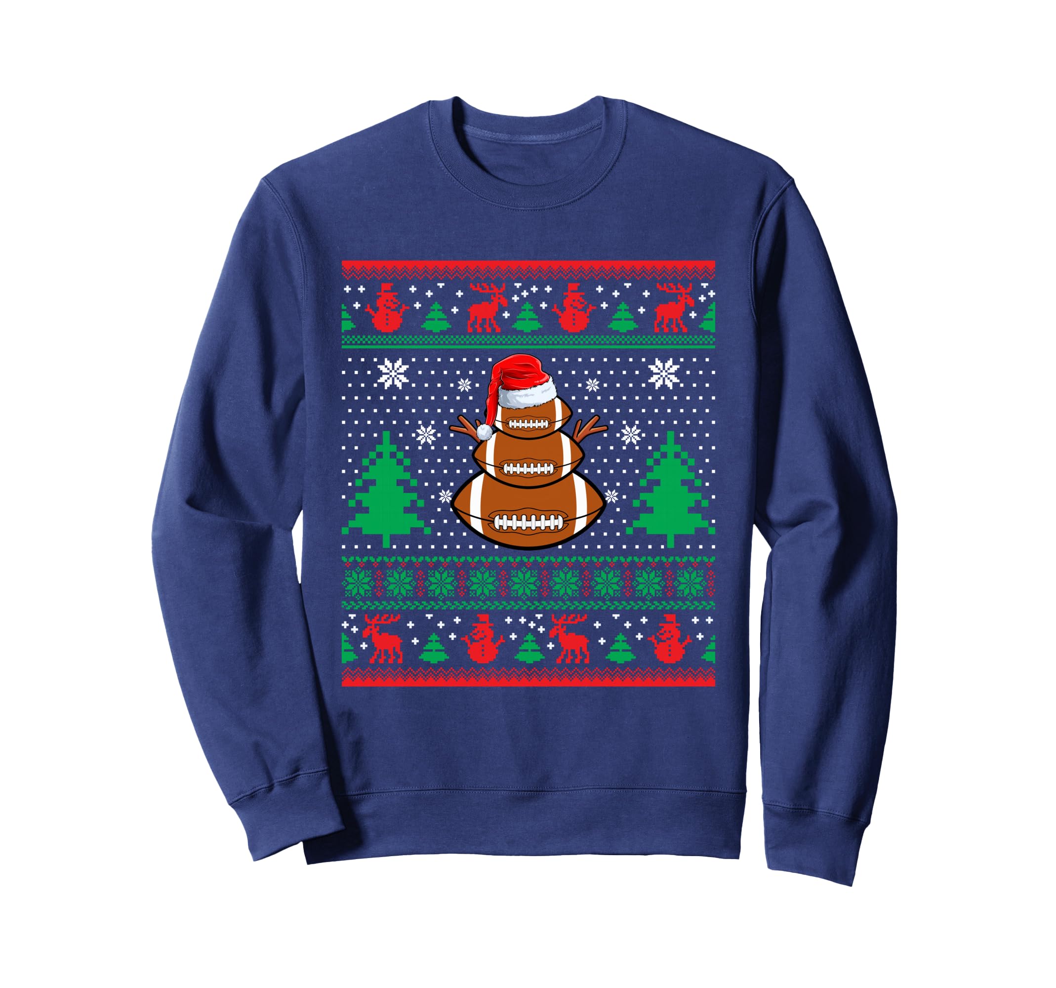 Football Santa Hat Ugly Sweaters Funny Sweatshirt - Novelty Apparel Unisex - T-Shirt, Sweatshirt, Hoodie