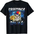 Greetings Huzz Funny Lollipop Cat Meme - Adult & Kids T-Shirts, Sweatshirts & Hoodies apparel design preview 1