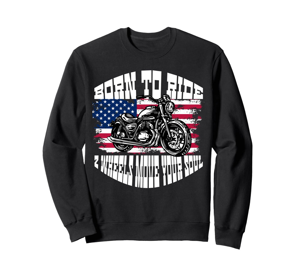 Biker Dad American Us Flag Sweatshirt - Unique Graphic for Adults - T-Shirt, Sweatshirt, Hoodie