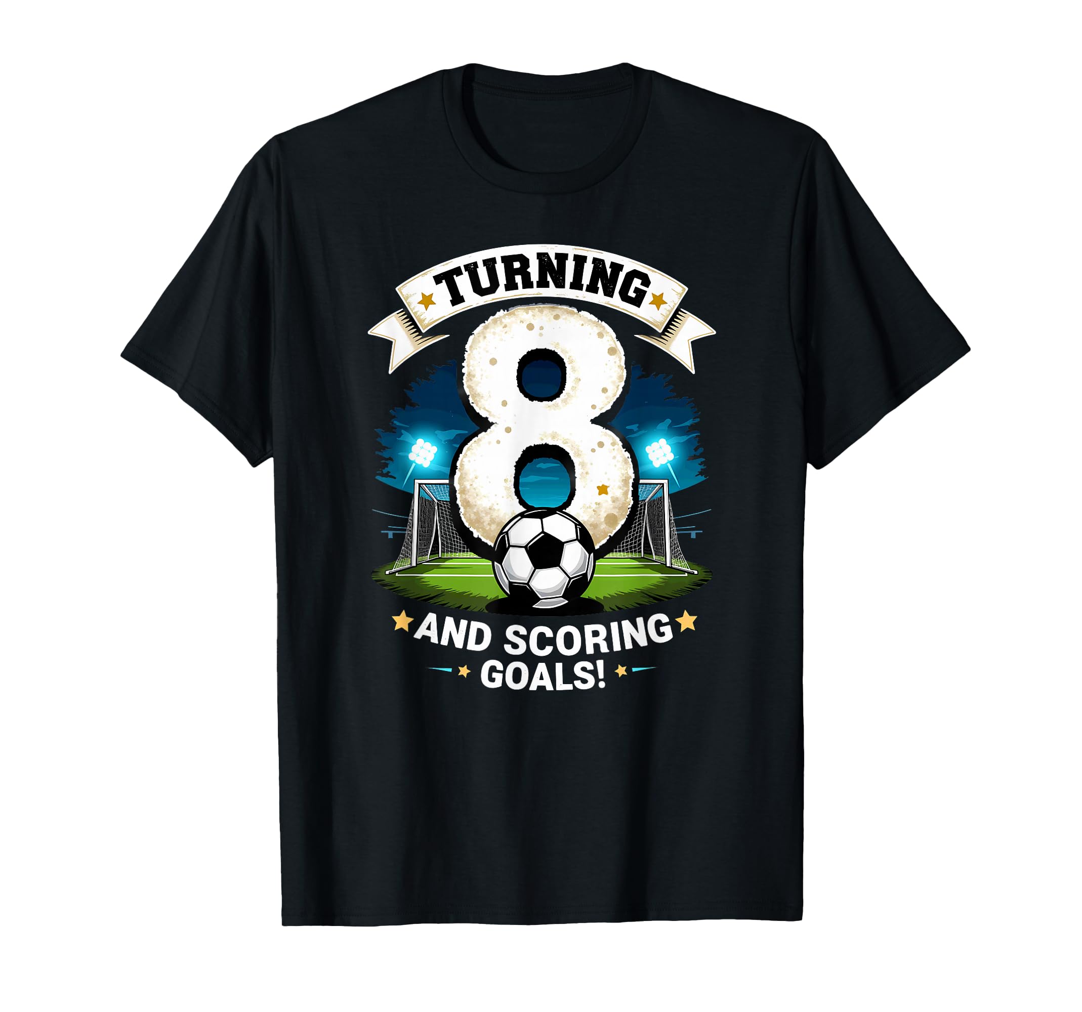 Turning 8 Scoring Goals 8Th Birthday T-Shirt - Graphic Print Men Women - T-Shirt, Sweatshirt, Hoodie