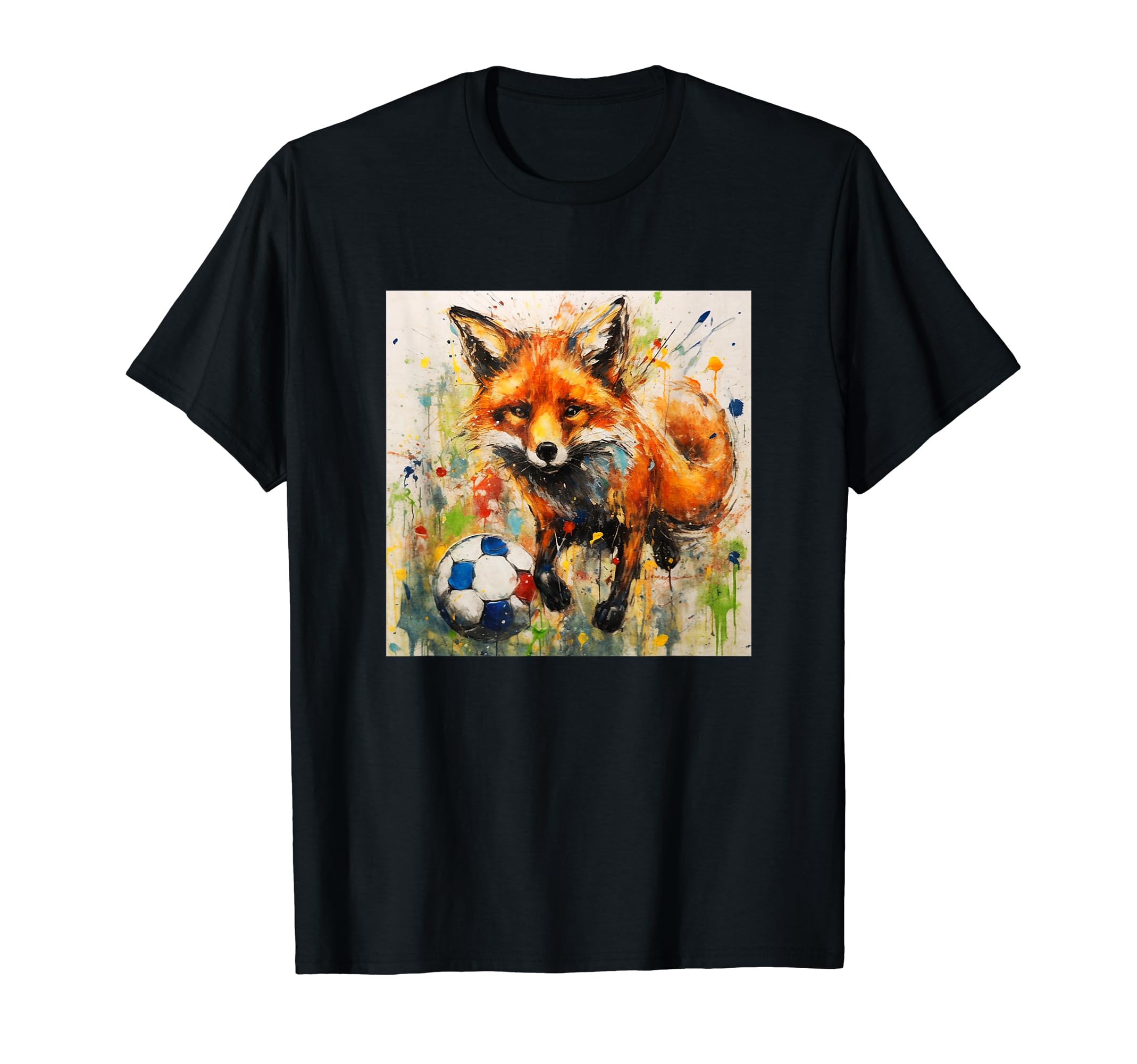 Colorful Artistic Sketch Oil Painting Fox T-Shirt - Novelty Apparel Unisex - T-Shirt, Sweatshirt, Hoodie