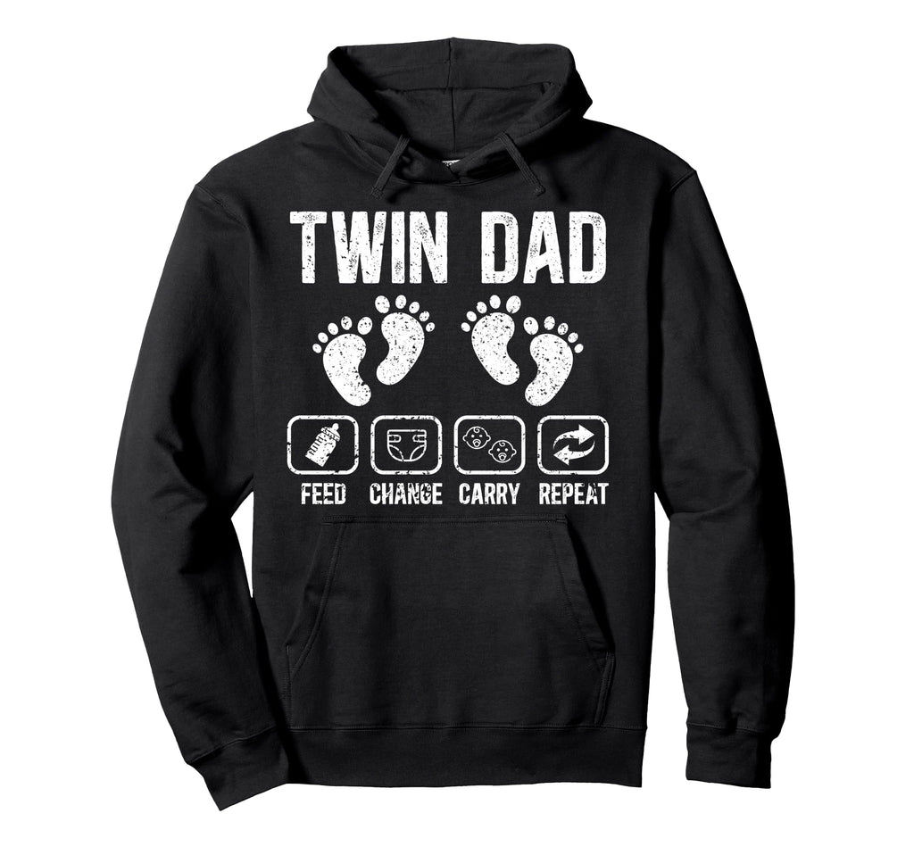 Twin Dad Feed Change Carry Dad Twins Hoodie - Novelty Apparel for Adults - T-Shirt, Sweatshirt, Hoodie