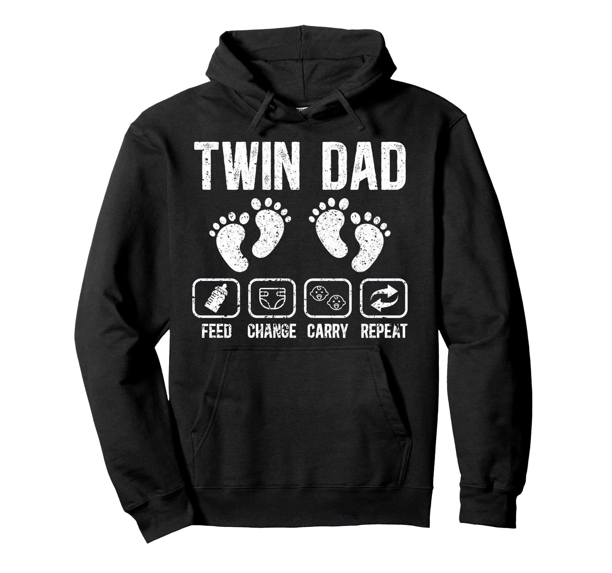 Twin Dad Feed Change Carry Dad Twins Hoodie - Novelty Apparel for Adults - T-Shirt, Sweatshirt, Hoodie