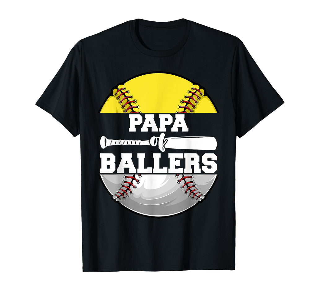 Papa Ballers Funny Softball Baseball T-Shirt - Fun Novelty Design Unisex - T-Shirt, Sweatshirt, Hoodie