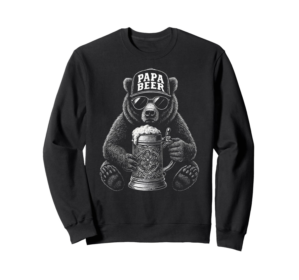 Papa Beer Funny Dad Bear Drinking Sweatshirt - Trendy Graphic Unisex - T-Shirt, Sweatshirt, Hoodie