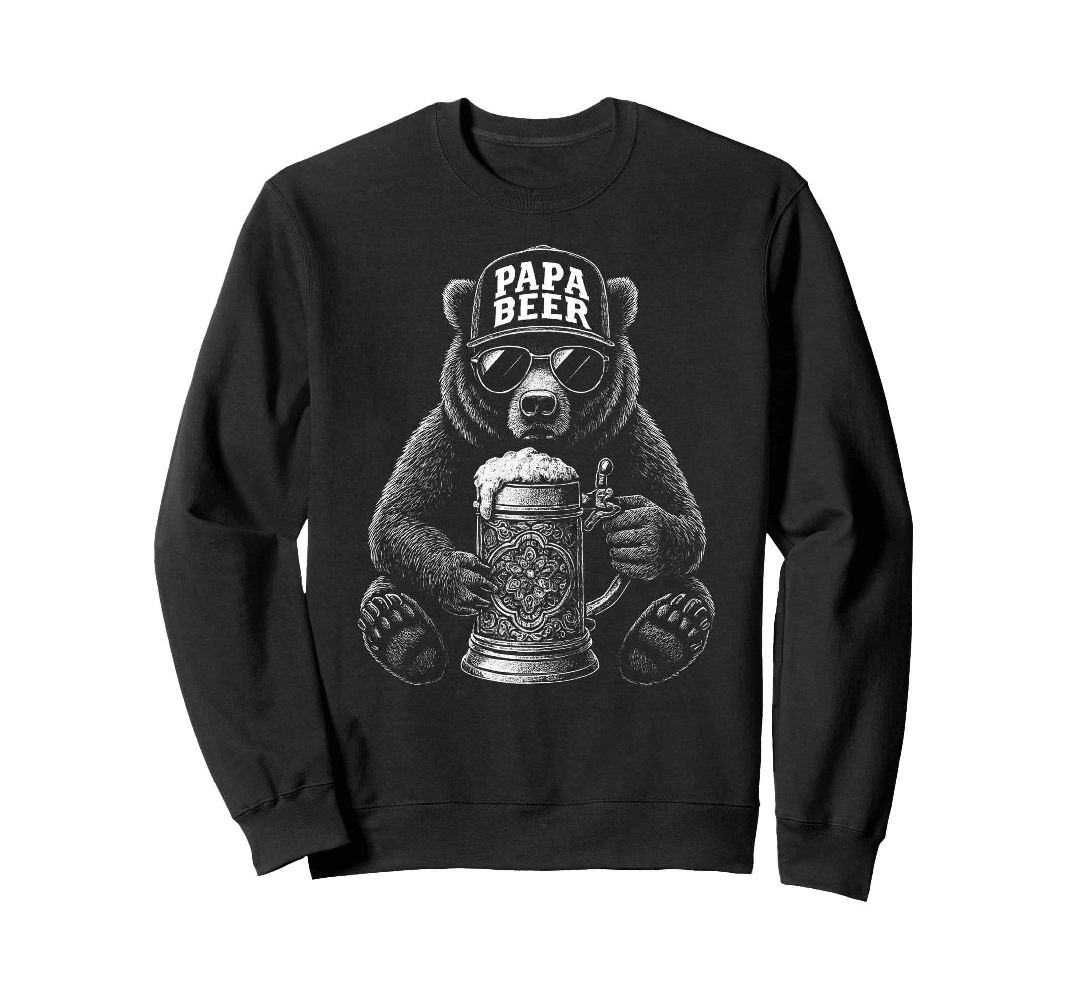 Papa Beer Funny Dad Bear Drinking Sweatshirt - Trendy Graphic Unisex - T-Shirt, Sweatshirt, Hoodie