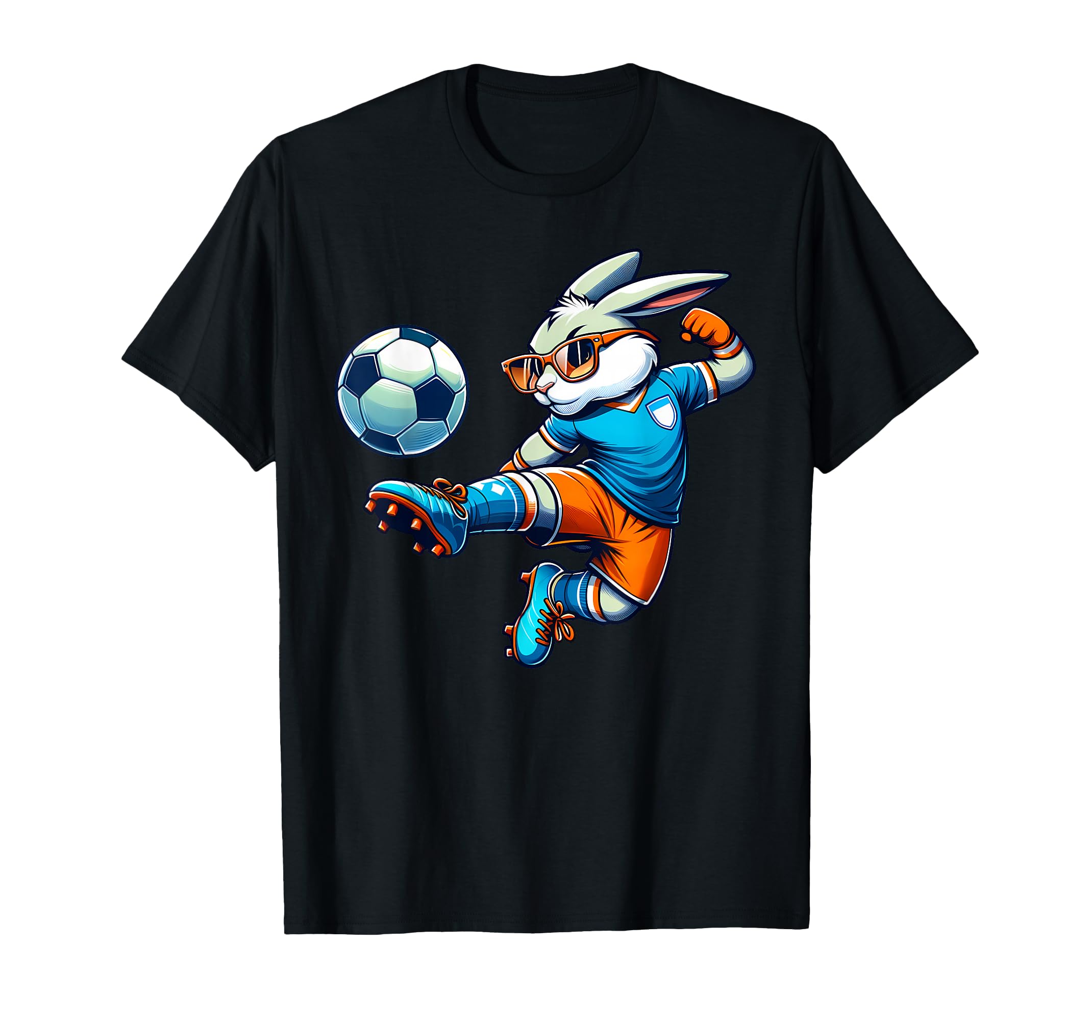 Happy Easter Bunny Soccer Player T-Shirt - Minimalist Print for Adults - T-Shirt, Sweatshirt, Hoodie