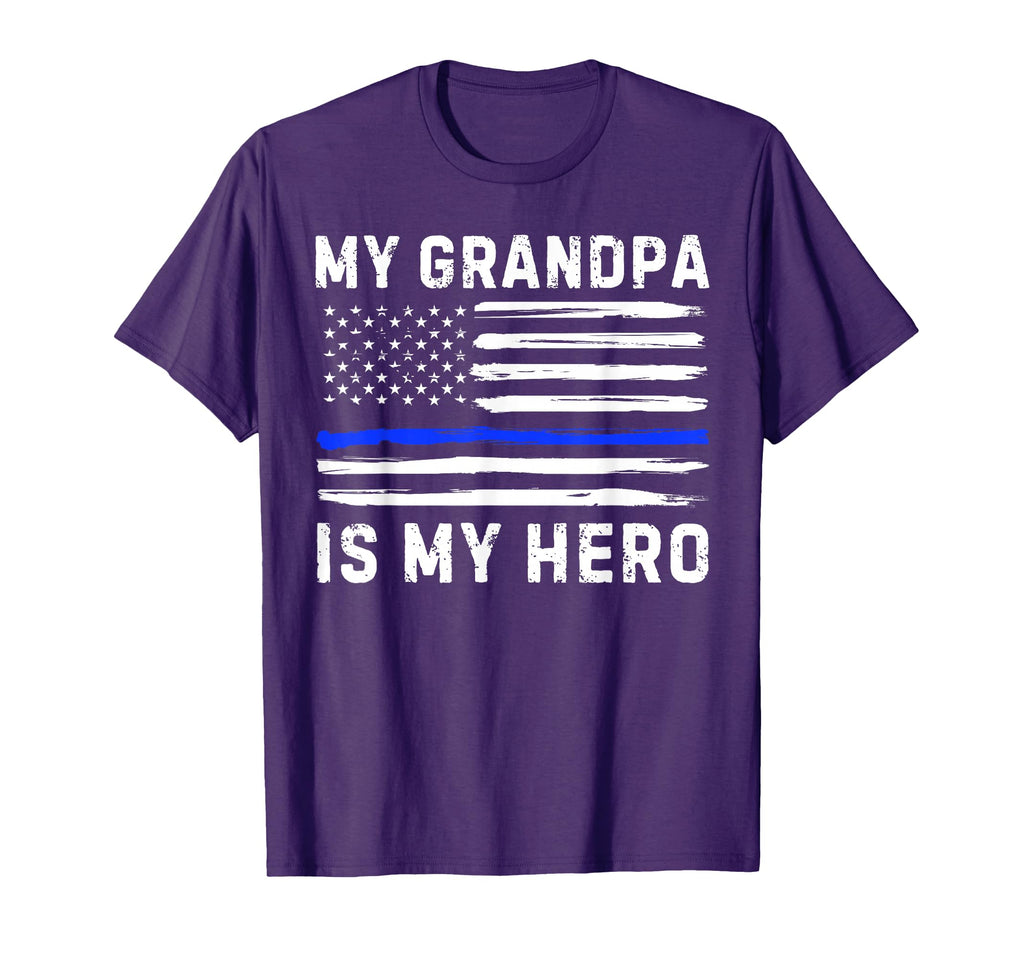 My Grandpa Is My Hero Police Officer Blue T-Shirt - Trendy Graphic Unisex - T-Shirt, Sweatshirt, Hoodie