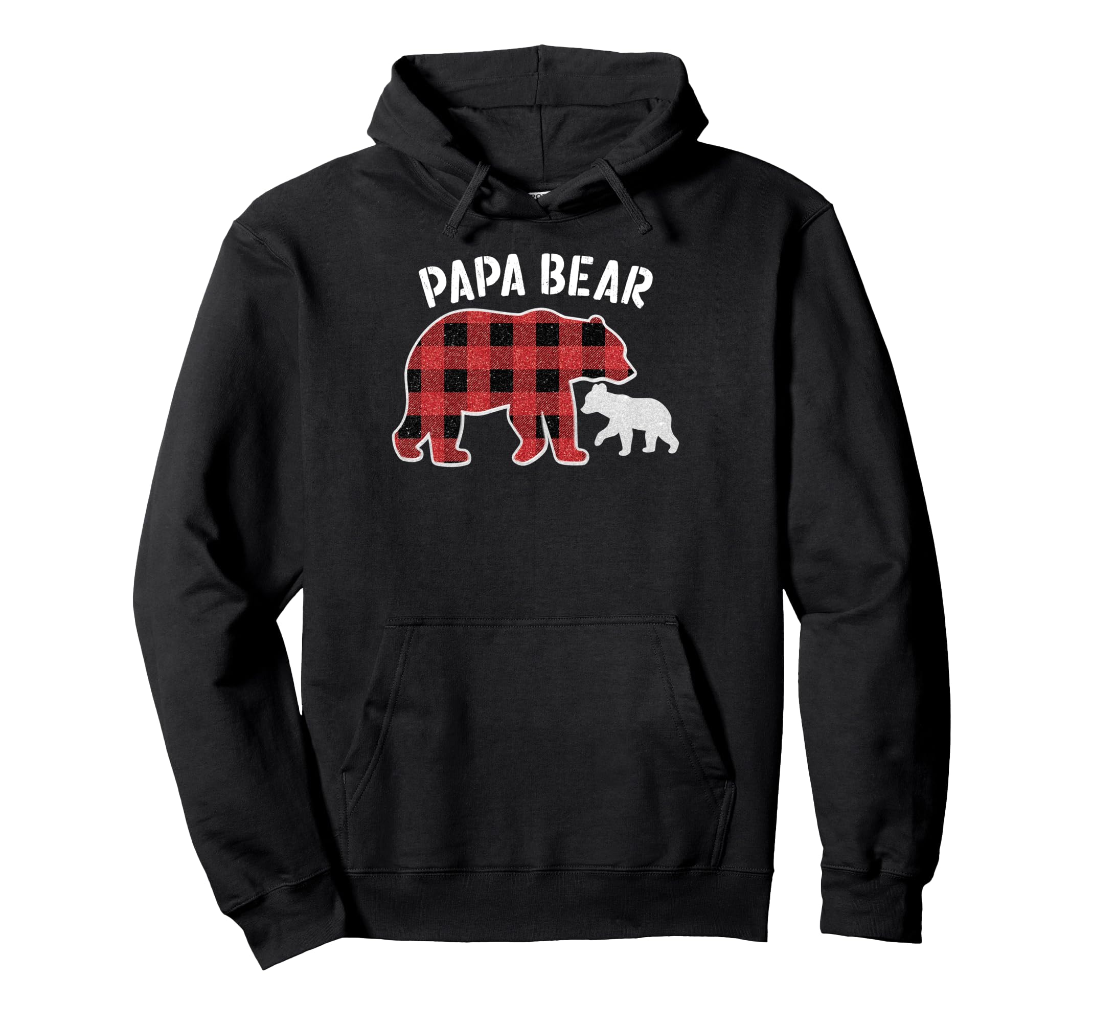 Red Plaid Papa Bear Buffalo Pajama Family Hoodie - Novelty Apparel Unisex - T-Shirt, Sweatshirt, Hoodie