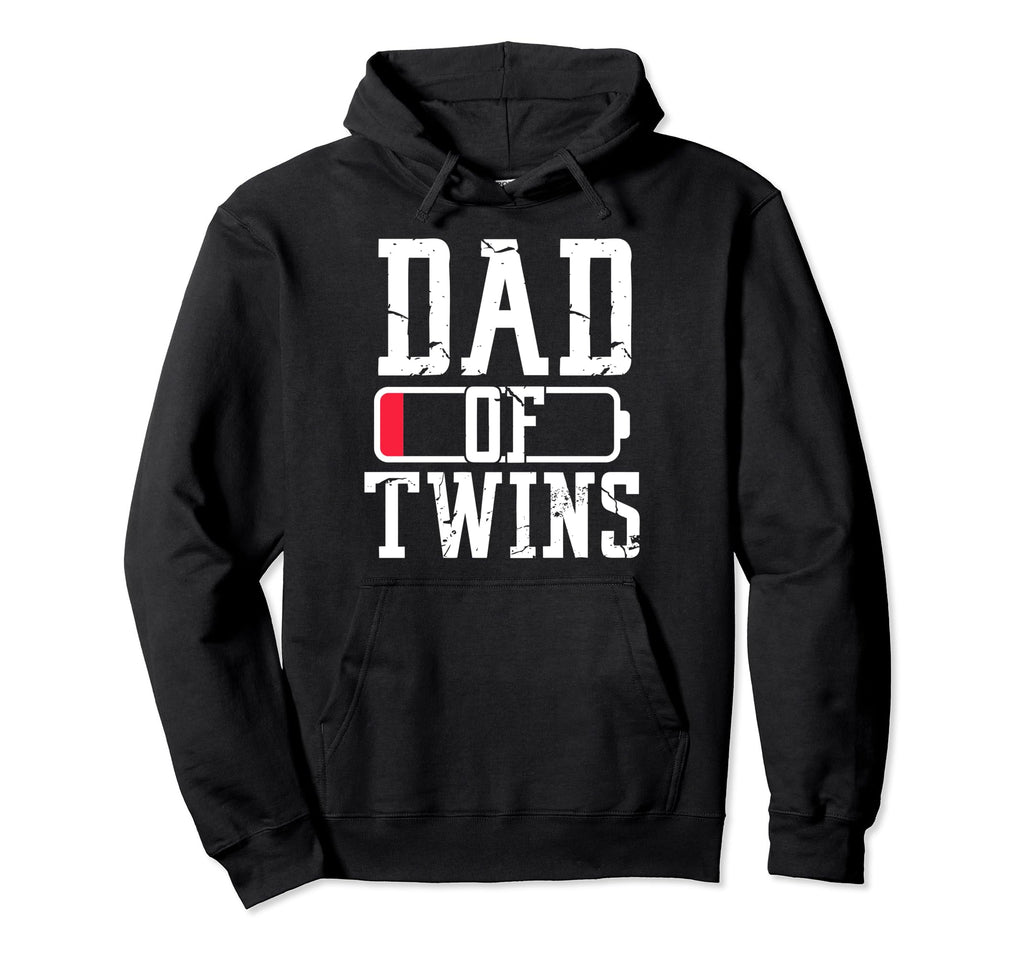 Dad Twins Low Battery Funny Fathers Hoodie - Novelty Apparel for Adults - T-Shirt, Sweatshirt, Hoodie