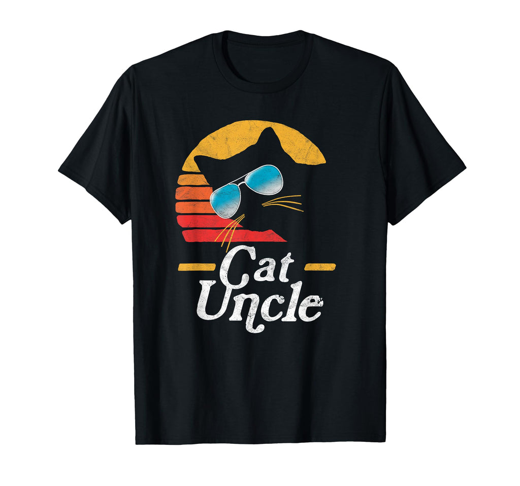 Cat Uncle 80S Cat Sunglasses Distressed T-Shirt - Trendy Graphic Men Women - T-Shirt, Sweatshirt, Hoodie