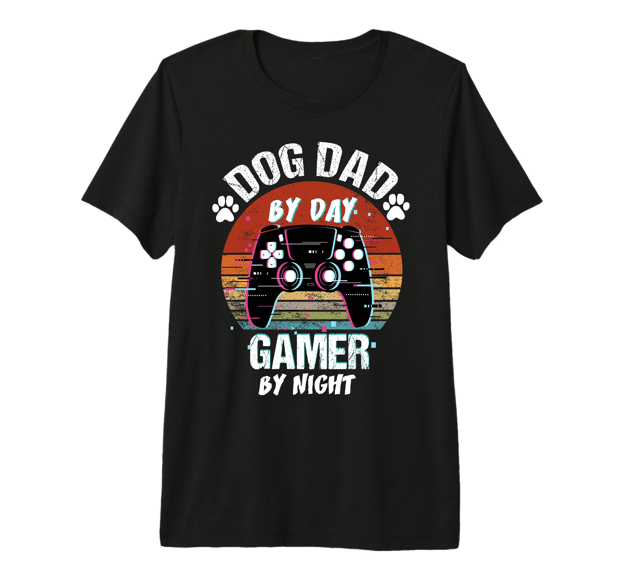 Mens Dog Dad Day Gamer Night Fathers Day T-Shirt - Custom Art Print Unisex - T-Shirt, Sweatshirt, Hoodie