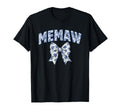 Memaw Coquette Toile Blue Bow Floral T-Shirt - Novelty Apparel for Adults - T-Shirt, Sweatshirt, Hoodie