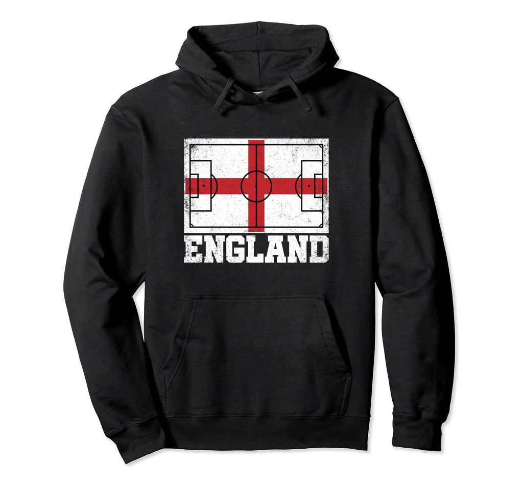 England Soccer Field Country Flag Hoodie - Fun Novelty Design Men Women - T-Shirt, Sweatshirt, Hoodie
