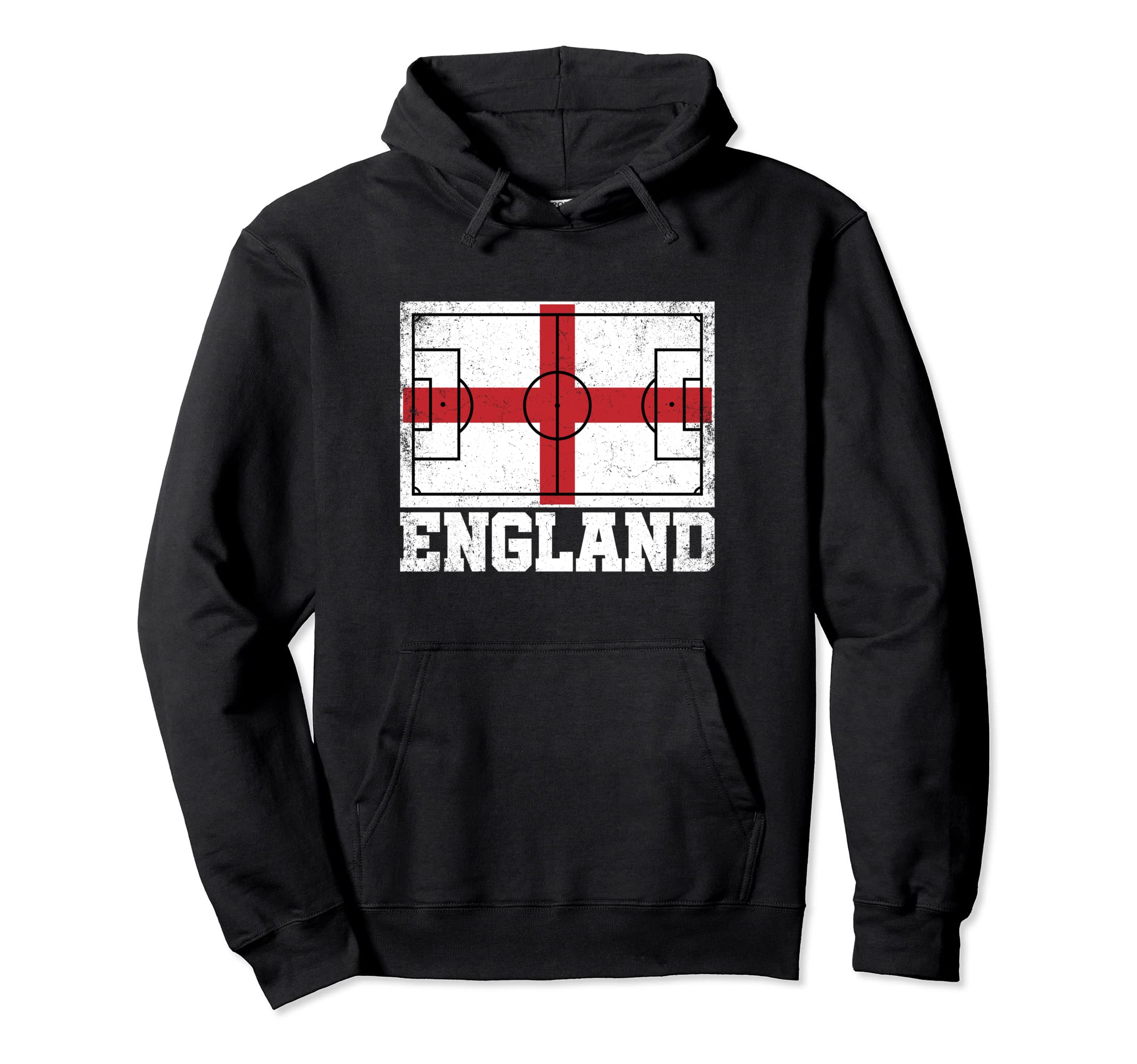 England Soccer Field Country Flag Hoodie - Fun Novelty Design Men Women - T-Shirt, Sweatshirt, Hoodie