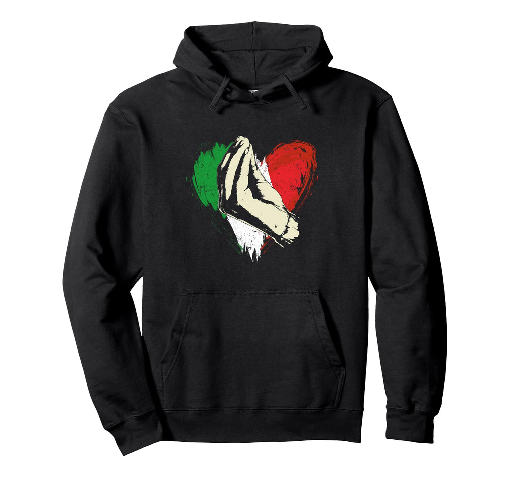 Italian Flag Heart Italy Hand Gesture Hoodie - Unique Graphic for Adults - T-Shirt, Sweatshirt, Hoodie