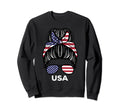 Usa Flag America Hairbun Football Sweatshirt - Novelty Apparel Unisex - T-Shirt, Sweatshirt, Hoodie