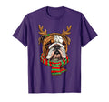 English Bulldog Dog Reindeer Santa T-Shirt - Streetwear Style for Adults - T-Shirt, Sweatshirt, Hoodie