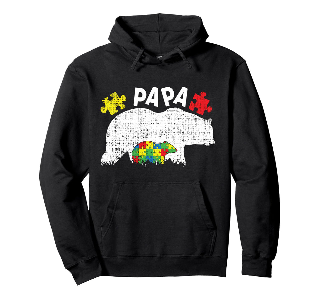 Autism Dad Bear Papa Colorful Puzzle April Hoodie - Novelty Apparel Unisex - T-Shirt, Sweatshirt, Hoodie