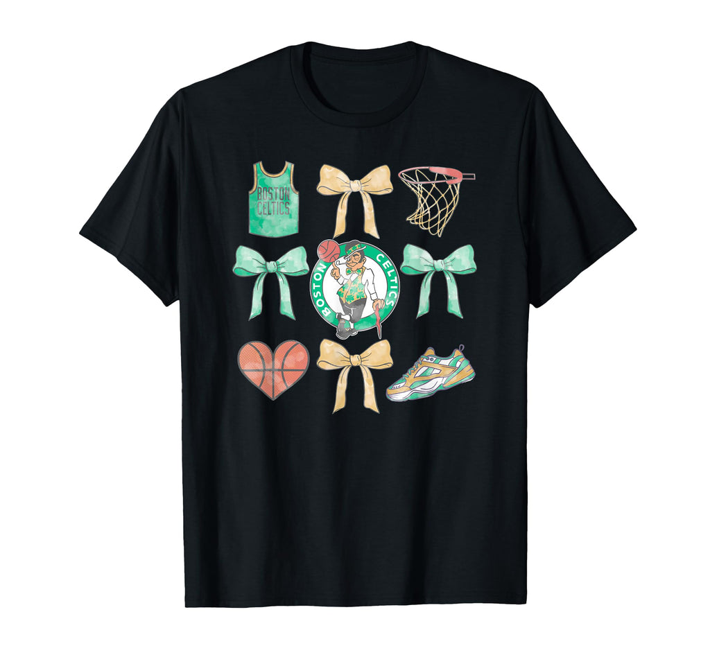 Nba Boston Celtics Bow Grid T-Shirt - Fun Novelty Design Unisex - T-Shirt, Sweatshirt, Hoodie