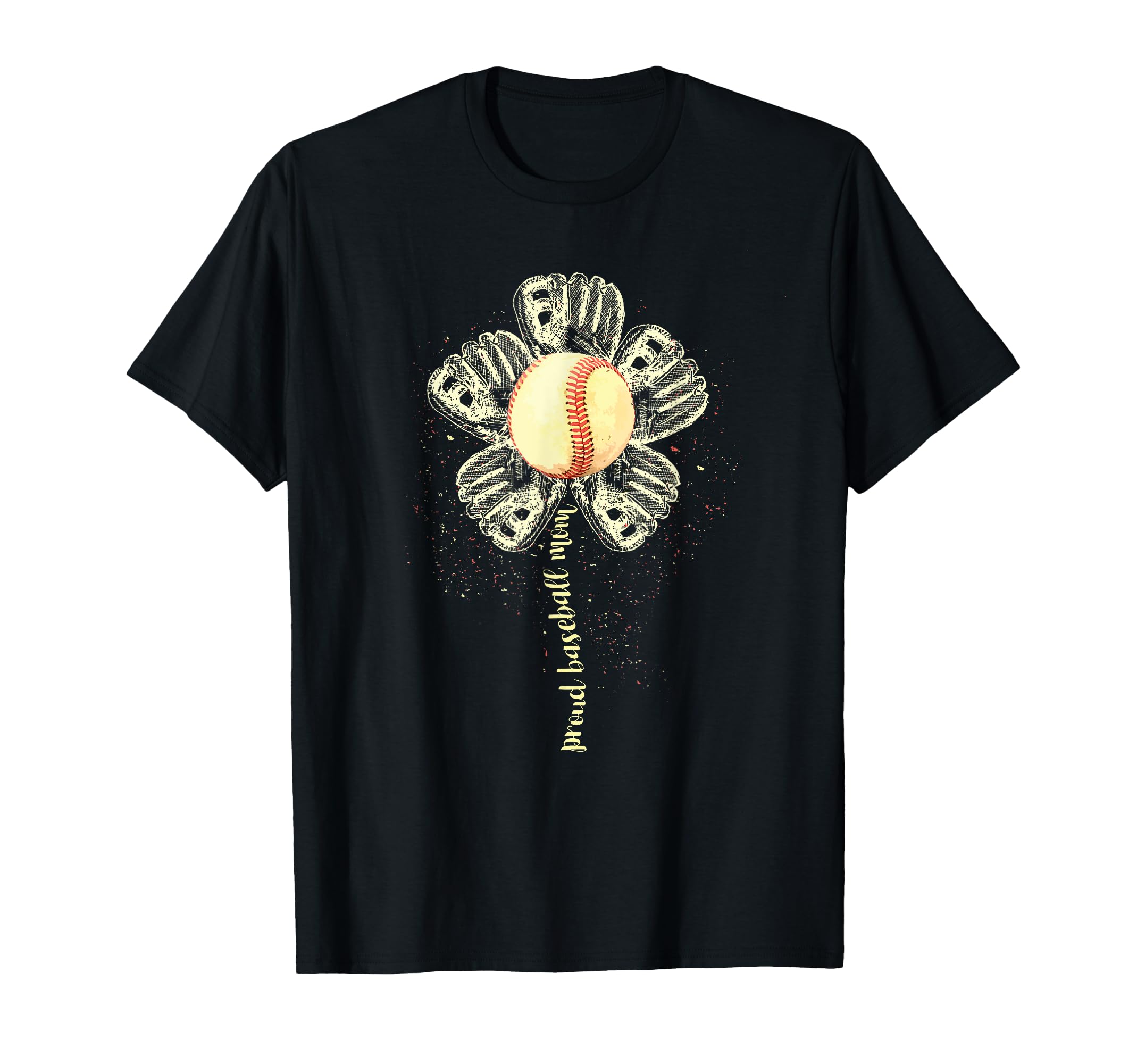 Proud Baseball Mom Flower Mothers Day T-Shirt - Trendy Graphic for Adults - T-Shirt, Sweatshirt, Hoodie