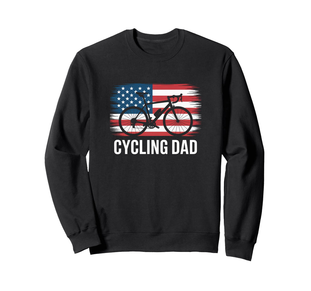 Cycling Dad American Flag Road Sweatshirt - Custom Art Print Men Women - T-Shirt, Sweatshirt, Hoodie