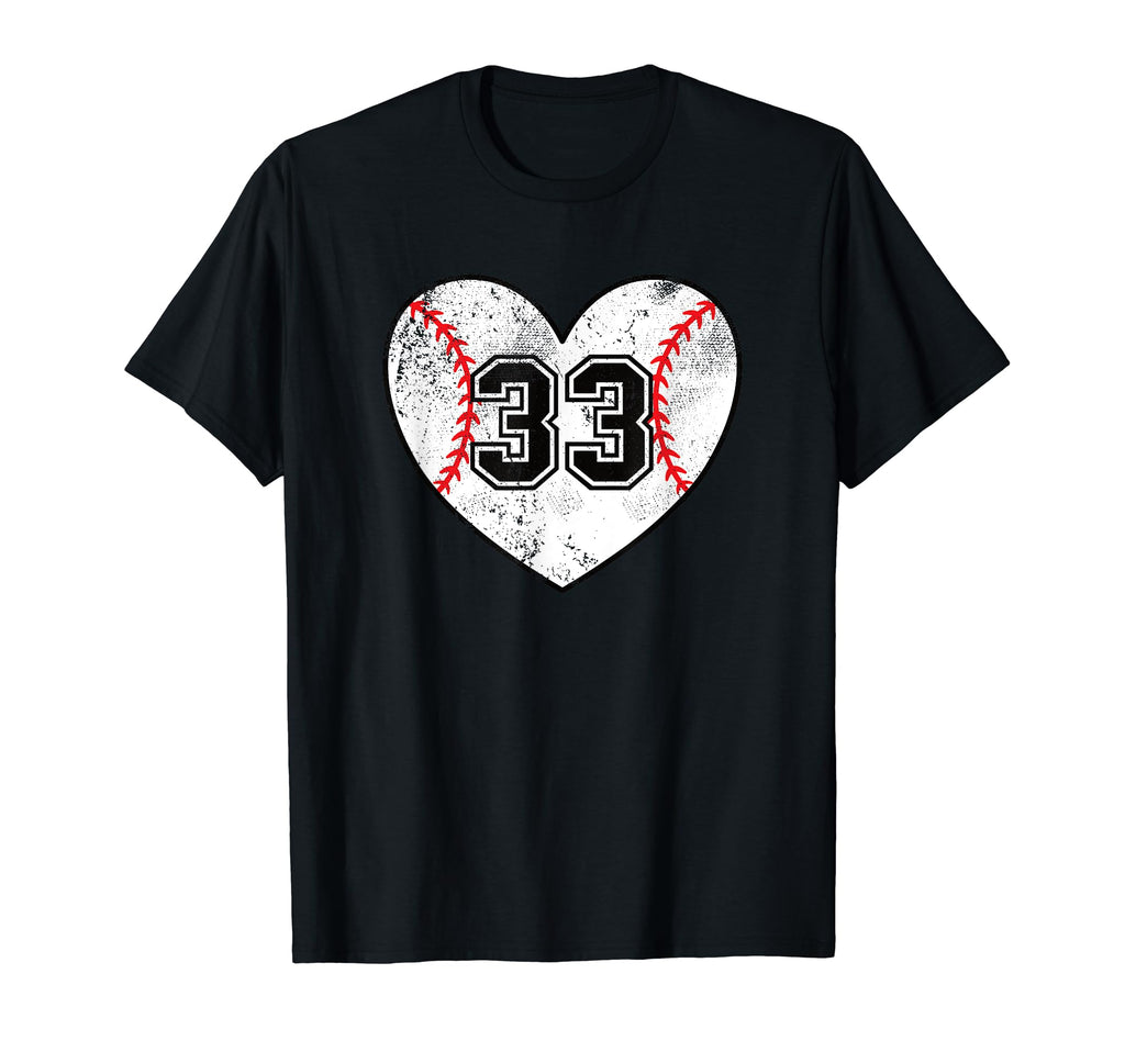 Baseball Heart Player 33 Baseball Mom T-Shirt - Unique Graphic for Adults - T-Shirt, Sweatshirt, Hoodie