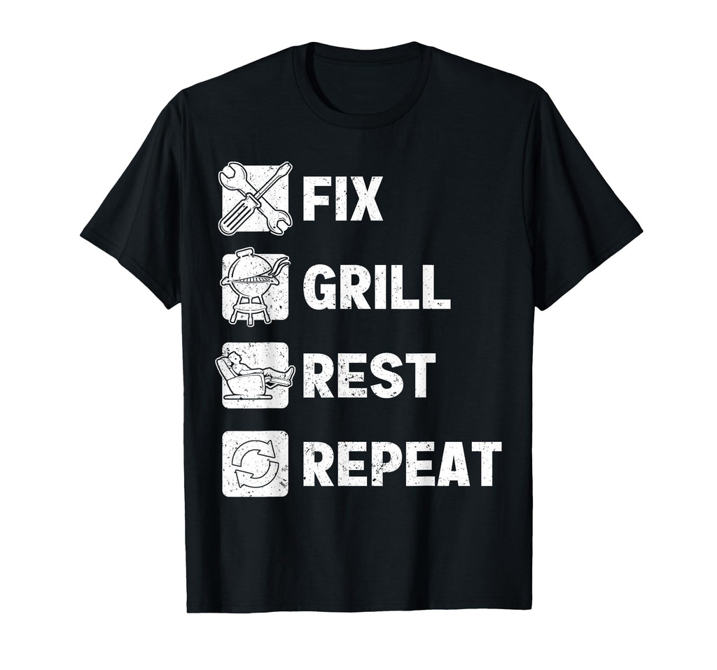Mens Funny Dad Fix Grill Rest T-Shirt - Aesthetic Graphic for Adults - T-Shirt, Sweatshirt, Hoodie