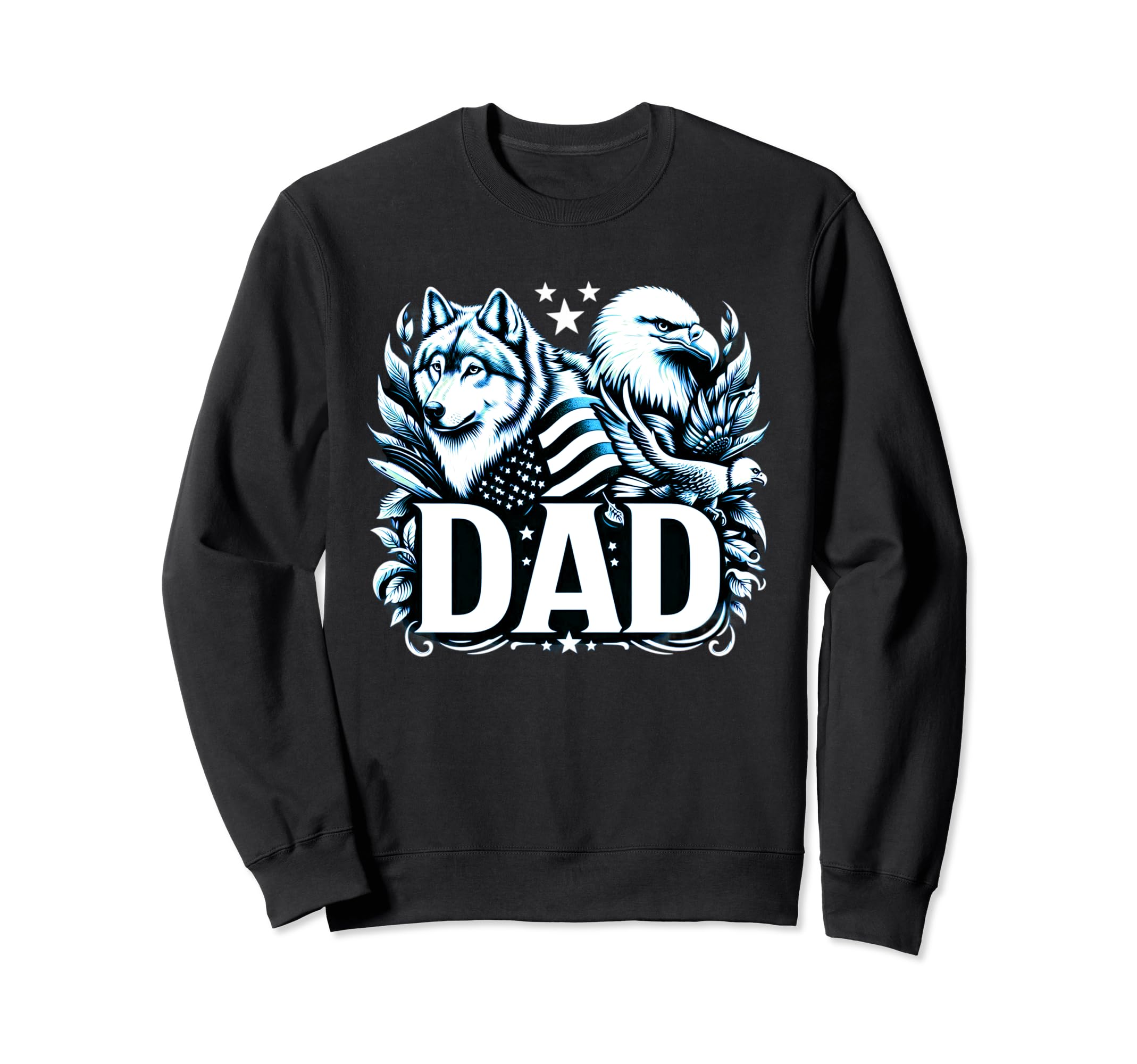 Dad Wolf Bald Eagle American Flag Sweatshirt - Aesthetic Graphic Men Women - T-Shirt, Sweatshirt, Hoodie