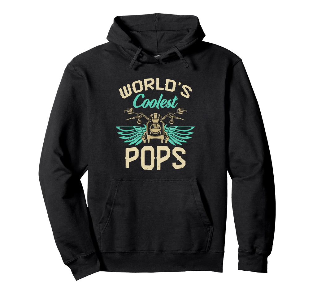 Worlds Coolest Pops Motorcycle Fathers Day Hoodie - Unique Graphic Unisex - T-Shirt, Sweatshirt, Hoodie