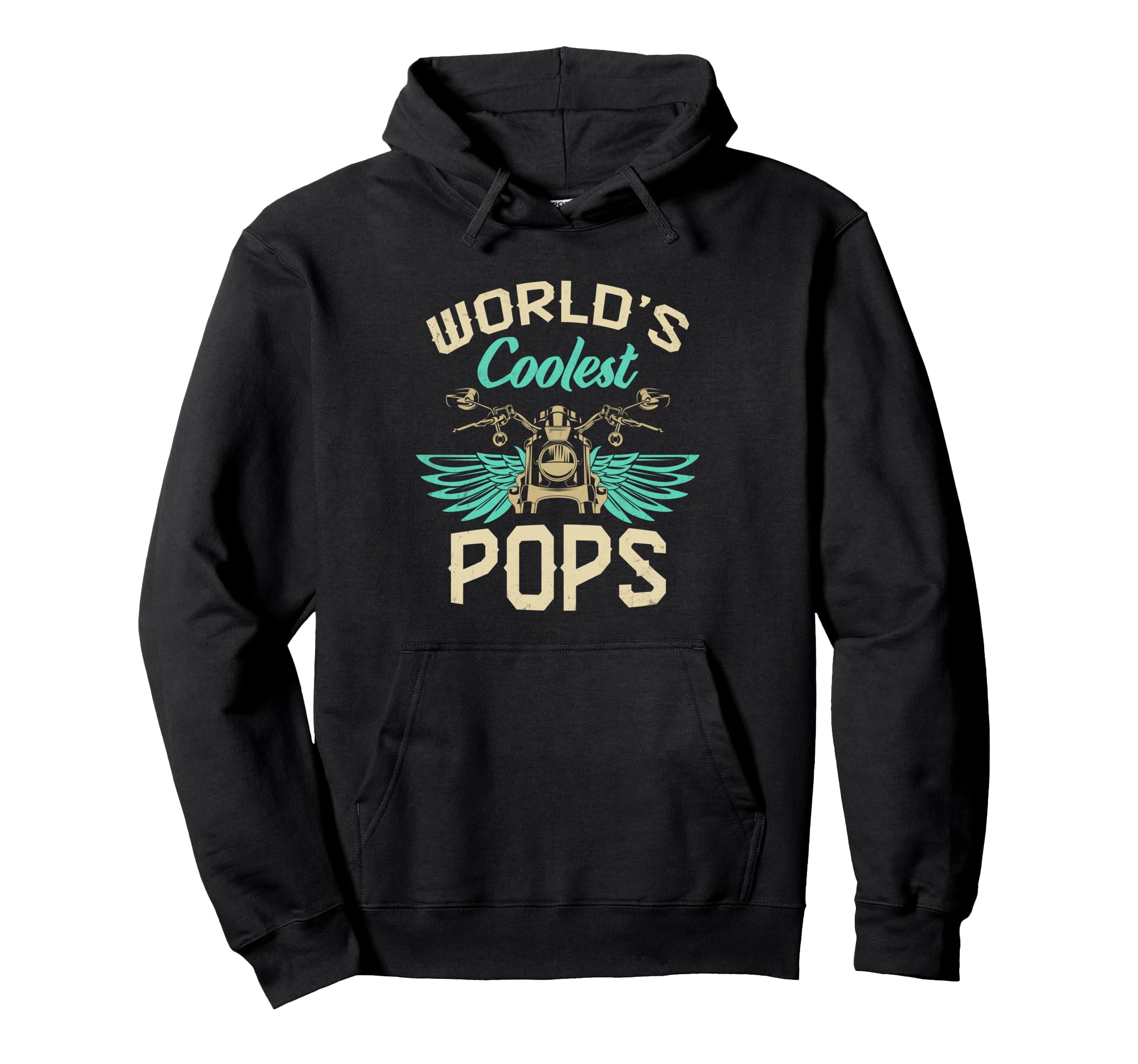 Worlds Coolest Pops Motorcycle Fathers Day Hoodie - Unique Graphic Unisex - T-Shirt, Sweatshirt, Hoodie