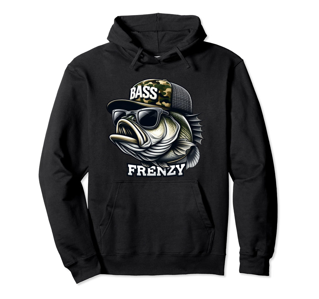 Big Mouth Bass Fish Frenzy Dad Hoodie - Fun Novelty Design for Adults - T-Shirt, Sweatshirt, Hoodie