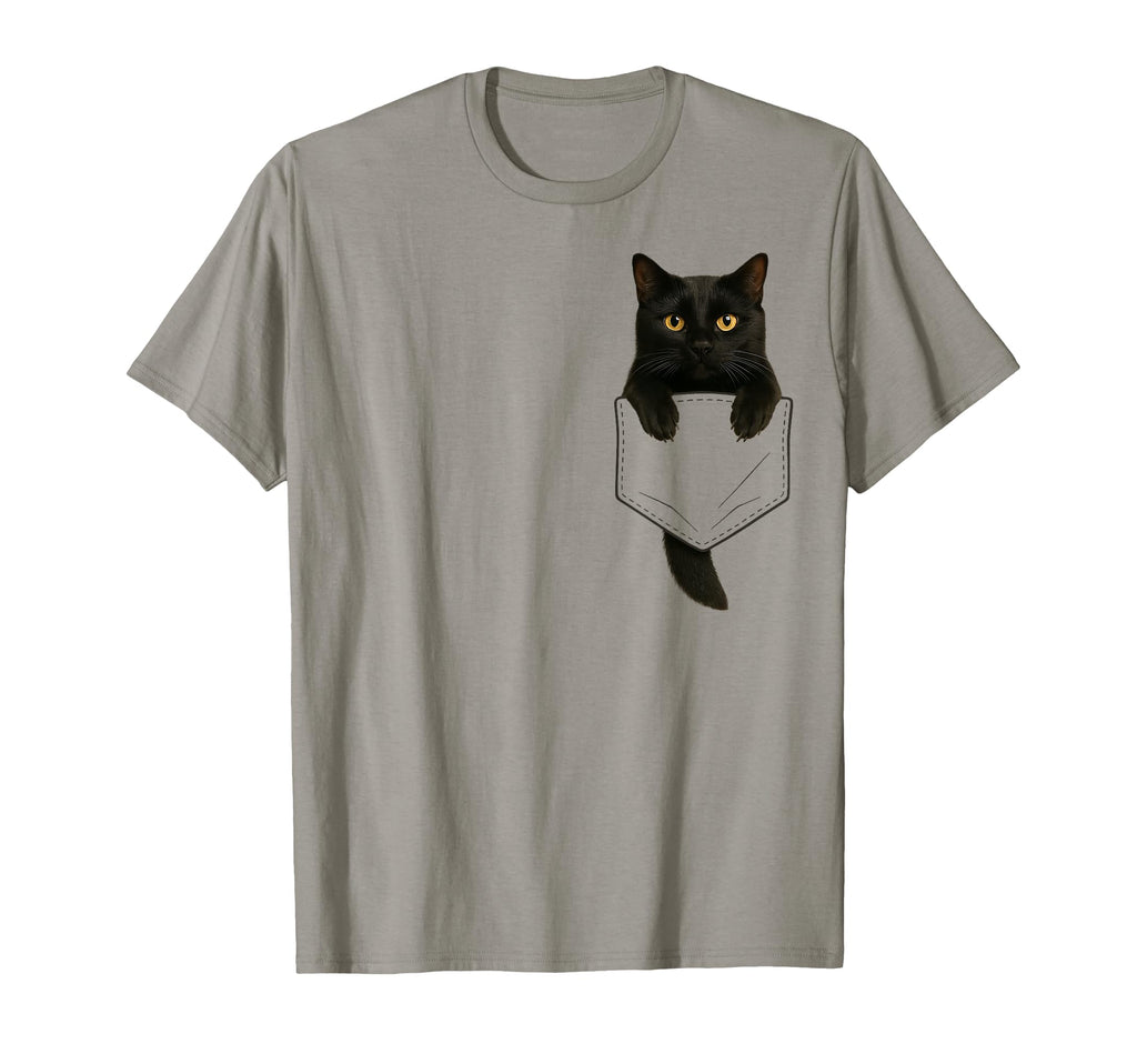 Black Cat Pocket Funny Gifts Cat Mom Cat T-Shirt - Graphic Print Unisex - T-Shirt, Sweatshirt, Hoodie