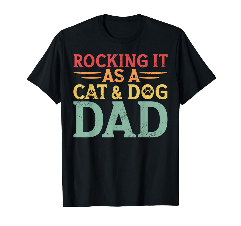 Cat And Dog Dad Fur Dad Fathers Day T-Shirt - Graphic Print Unisex - T-Shirt, Sweatshirt, Hoodie